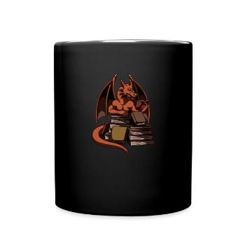 Dragon Reading Magic Dungeon - Full Colour Mug - black - Front