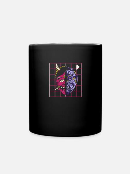 Kanji Japan Oni Demon Mask Ninja Samurai - Full Colour Mug - black