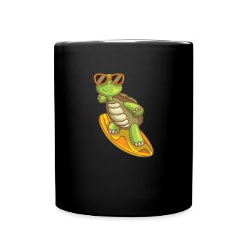 Sea Turtle Ocean Beach Surfing Turtle - Full Colour Mug - black - Front