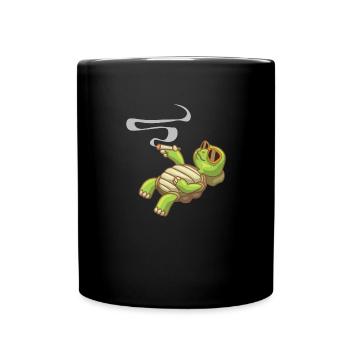 Sea Turtle Ocean Beach Smoking Turtle - Full Colour Mug - black - Front