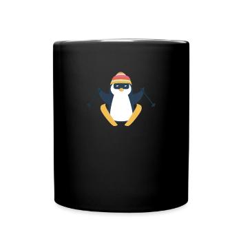 Verschneiter Winter Ski Pinguin Seevogel Pinguin - Tasse einfarbig - Schwarz - Vorne