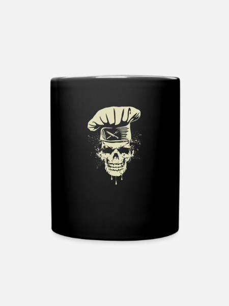 Cooking Skeleton Skull Cook Food Chef - Full Colour Mug - black