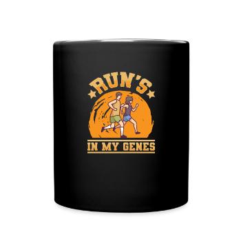 Run's In My Genes Jogging Running - Full Colour Mug - black - Front