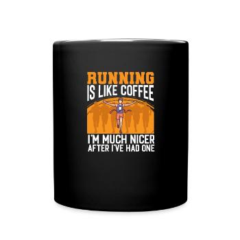 Faire du jogging comme du café, je suis plus sympa en courant - Mug uni - noir - Devant