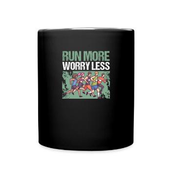 Marathon Courez plus, souciez-vous moins, courez - Mug uni - noir - Devant