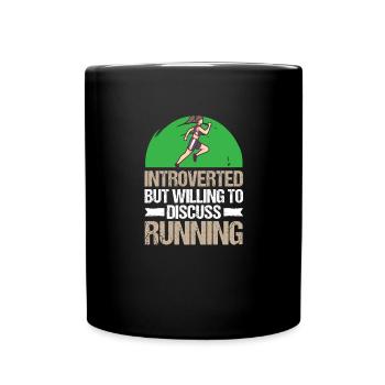 Marathon Willing To Discuss Running - Full Colour Mug - black - Front