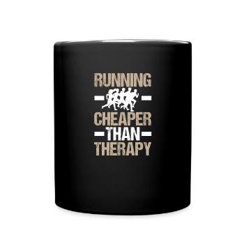 Cheaper Than Therapy Jogging Running - Full Colour Mug - black - Front