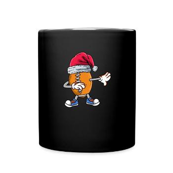Rugby-Fußballer tupft den Weihnachtsmann Fußball - Tasse einfarbig - Schwarz - Vorne