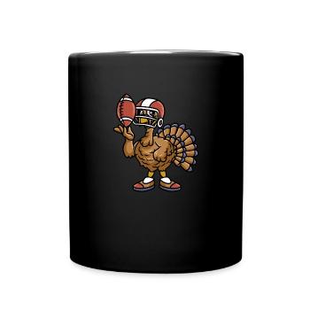 Rugby Thanksgiving Turkey Football - Full Colour Mug - black - Front