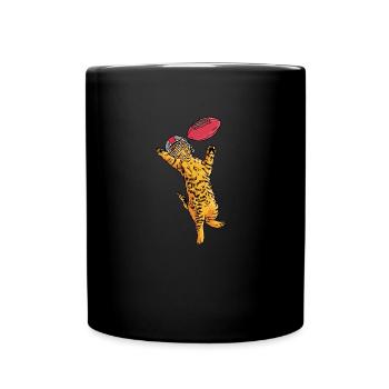 Sport Rugby Fußballer Katze Fußball - Tasse einfarbig - Schwarz - Vorne