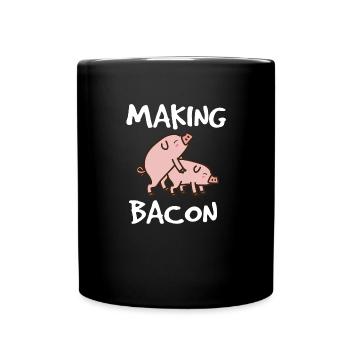 Herstellung von Speck Grillen von Schweinefleisch Speck - Tasse einfarbig - Schwarz - Vorne