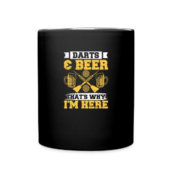 Fléchettes et bière, c’est pourquoi je suis ici Fléchettes - Mug uni - noir - Devant
