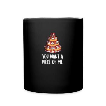 Want Piece Cake Patissier Baking - Full Colour Mug - black - Front