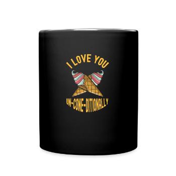 Ich liebe dich unkonventionell süße Sahne - Tasse einfarbig - Schwarz - Vorne