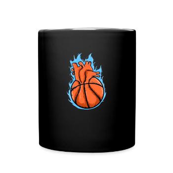 Sports Baller Flaming Heart Basketball - Full Colour Mug - black - Front