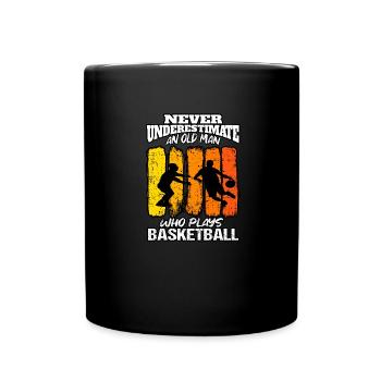 Underestimate Old Man Hoops Basketball - Full Colour Mug - black - Front