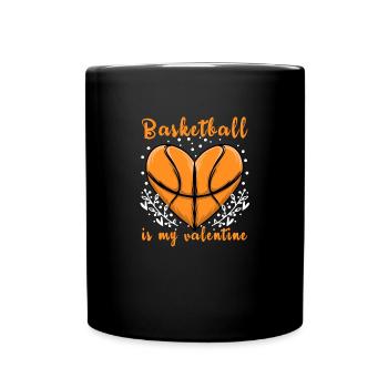 Basketball ist mein Valentinstag Basketball - Tasse einfarbig - Schwarz - Vorne