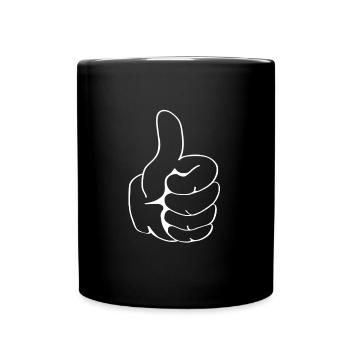 Thumbs up left - Full Colour Mug - black - Front