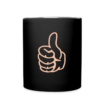 Daumen hoch rechts - Tasse einfarbig - Schwarz - Vorne