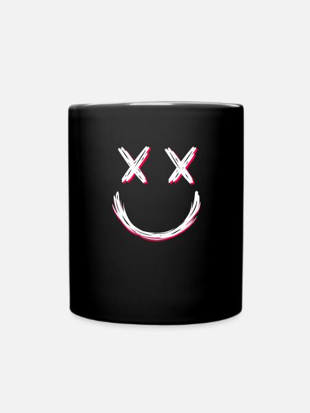 Smile with X eyes - Full Colour Mug - black