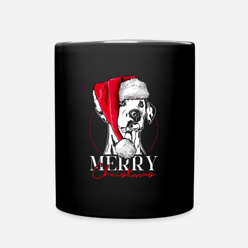 Santa DALMATINER Merry Christmas Hunde Wilsigns - Tasse einfarbig - Schwarz
