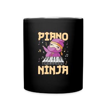 Piano Ninja Funny Piano Player Keyboard - Tasse einfarbig - Schwarz - Vorne
