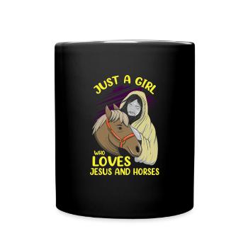 Just A Girl Who Loves Jeses And Horses Funny Horse - Tasse einfarbig - Schwarz - Vorne