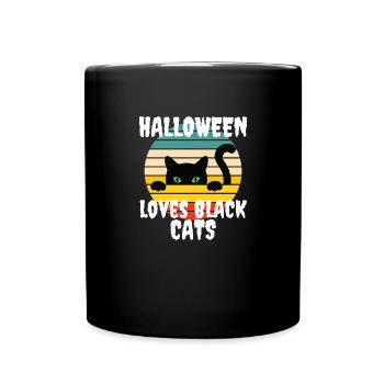 halloween loves black cats gift idea - Full Colour Mug - black - Front