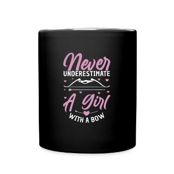Never Underestimate A Girl With A Bow Funny - Full Colour Mug - black - Front