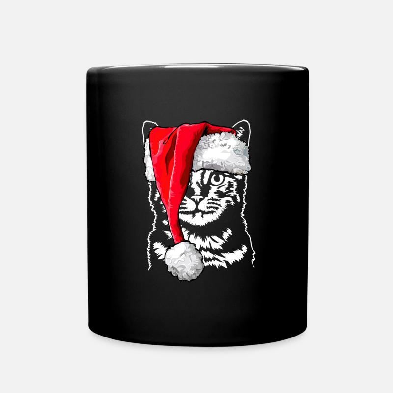 Santa KATZE Merry Christmas Katzen Wilsigns - Tasse einfarbig - Schwarz