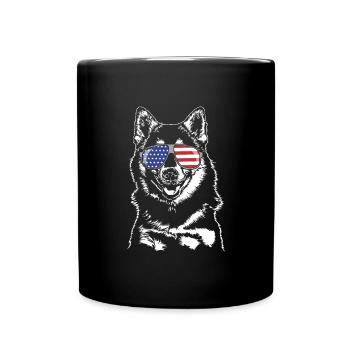 Pomsky America Flag Sunglasses Dogs Wilsigns - Full Colour Mug - black - Front