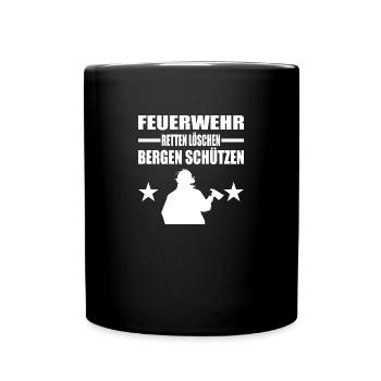 Feuerwehr - Tasse einfarbig - Schwarz - Vorne