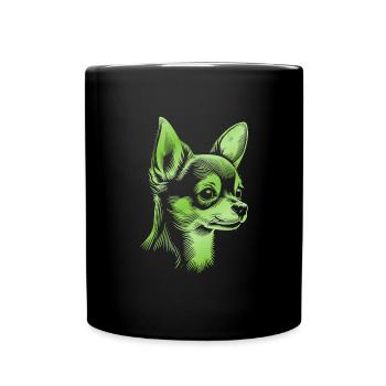 Chihuahua, Shorthair, Dog Head, Drawing Green - Full Colour Mug - black - Front