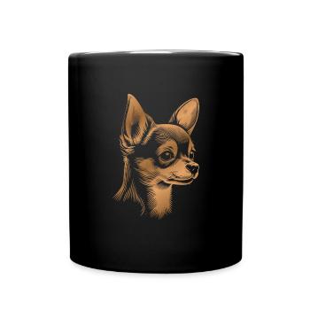 Chihuahua, Shorthair, Dog Head, Drawing bronze - Full Colour Mug - black - Front