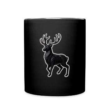 Schwarzer Hirsch Geweih Patchmotiv - Tasse einfarbig - Schwarz - Vorne