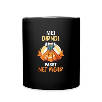 Damen Mei Dirndl Tracht Bayrisch Trachten Ersatz - Tasse einfarbig - Schwarz - Vorne