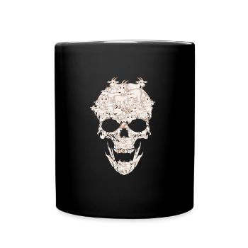 Skelett mit Ziegen Skelette Ziege Geschenk - Tasse einfarbig - Schwarz - Vorne