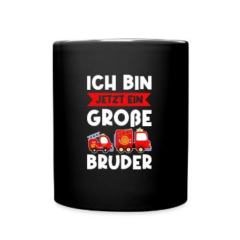 Großer Bruder Feuerwehr Grosser Bruder Geschenk - Tasse einfarbig - Schwarz - Vorne