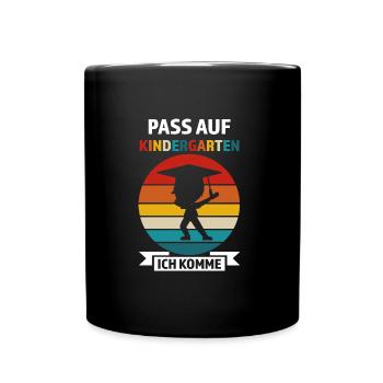 Kindergarten Anfang Kita-Kind Geschenk - Tasse einfarbig - Schwarz - Vorne