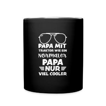 Papa Mit Traktor Wie Ein Normale... - Tasse einfarbig - Schwarz - Vorne