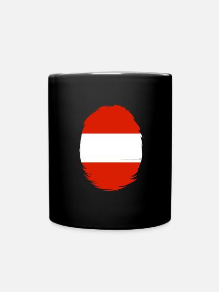Österreich Flagge Austria Österreichische Fahne AT - Tasse einfarbig - Schwarz