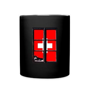 Drapeau de la Suisse Vintage Croix en détresse Look Suisse - Mug uni - noir - Devant