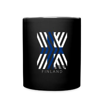 Finland Flag Suomi Finnish Flag Used Look - Full Colour Mug - black - Front