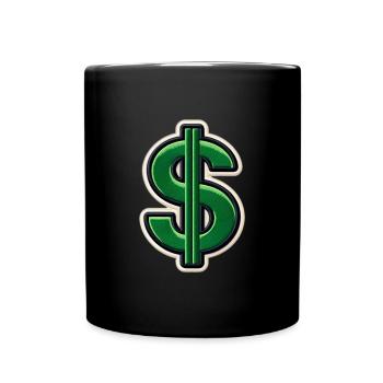 Grüner Dollar-Patch Stickerei - Tasse einfarbig - Schwarz - Vorne