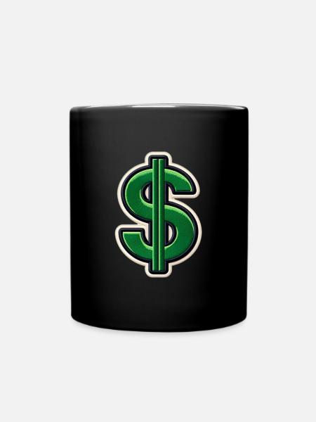 Grüner Dollar-Patch Stickerei - Tasse einfarbig - Schwarz