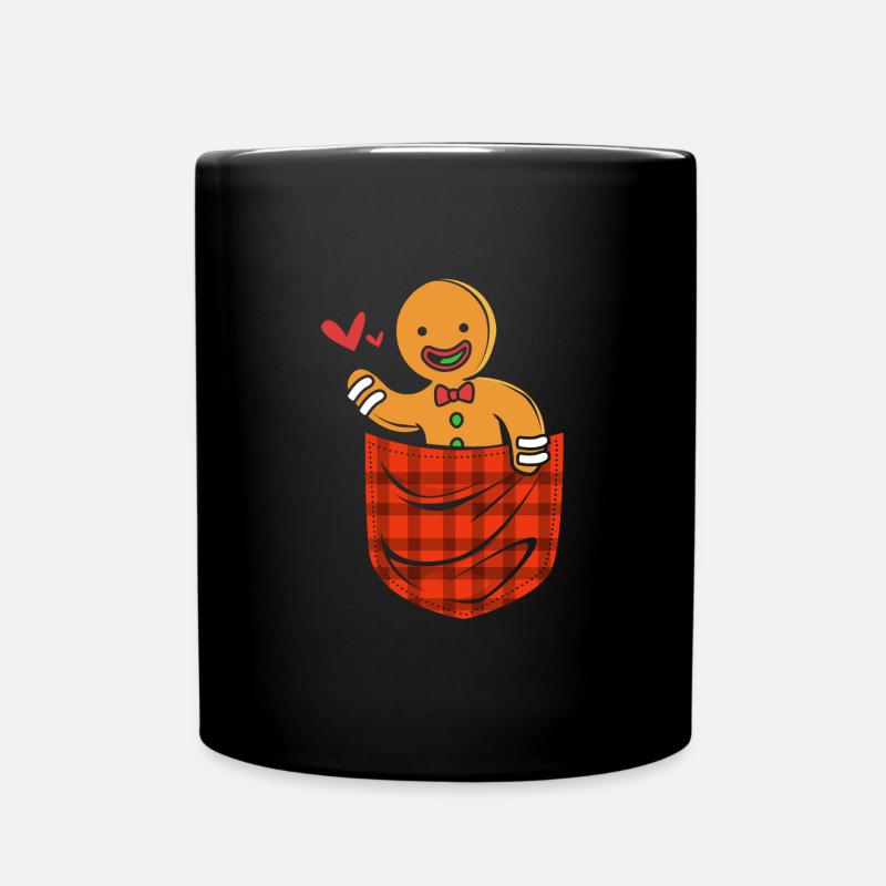 Gingerbread Man Gingerbread Heart Gingerbread Snacking - Full Colour Mug - black