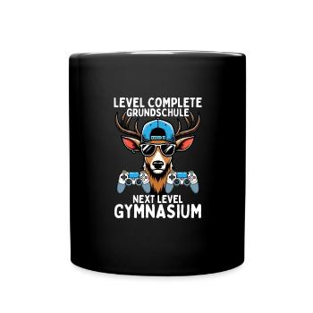 Level Complete Next Level Gymnasium Gamer Hirsch - Tasse einfarbig - Schwarz - Vorne