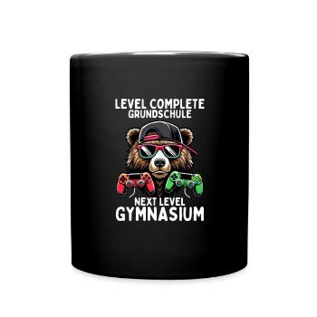 Level Complete Next Level Gymnasium Gaming Bär - Tasse einfarbig - Schwarz - Vorne