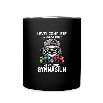 Level Complete Next Level Gymnasium Faultier - Tasse einfarbig - Schwarz - Vorne