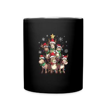 Esel Weihnachten Weihnachtsmann - Tasse einfarbig - Schwarz - Vorne